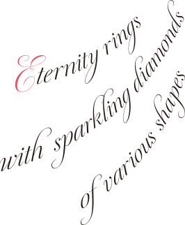 Eternity rings with sparkling diamonds of various shapes