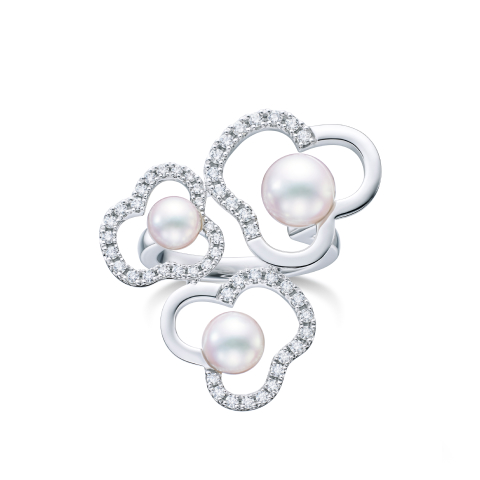 「チャンツ ダイヤモンド パヴェ リング」 ［WG×あこや真珠×DIA］