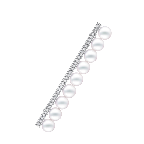 「バランス アイコニック ダイヤモンド パヴェ ブローチ」［WG×あこや真珠×DIA］