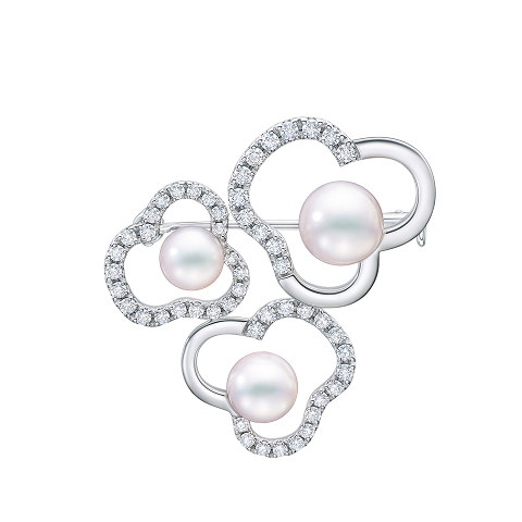 「チャンツ ダイヤモンド パヴェ ブローチ」［WG×あこや真珠×DIA］