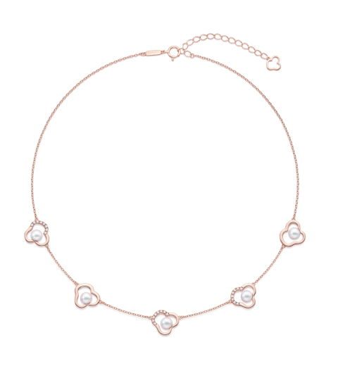 「チャンツ シグネチャー ネックレス」［SG×あこや真珠×DIA］全長約43㎝（内アジャスター5㎝）