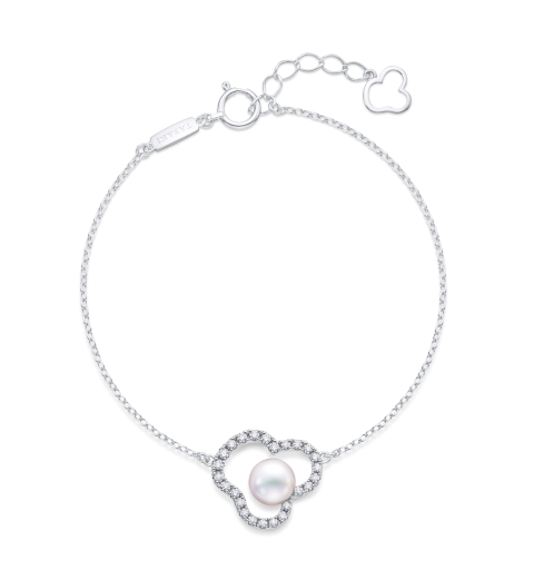 「チャンツ シグネチャー ダイヤモンド パヴェ ブレスレット」［WG×あこや真珠×DIA］