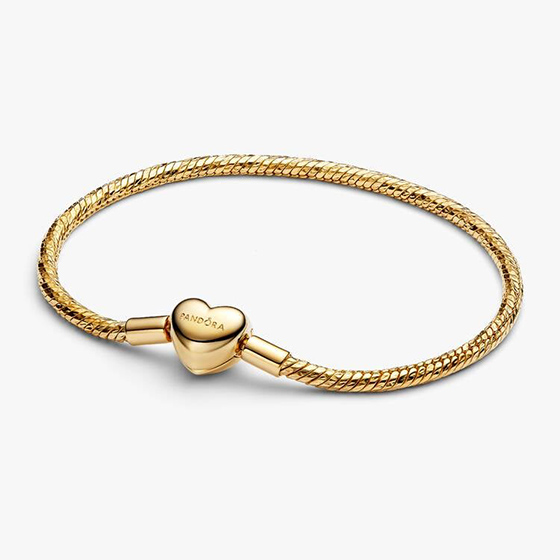 Heart Clasp Faceted Snake Chain Bracelet