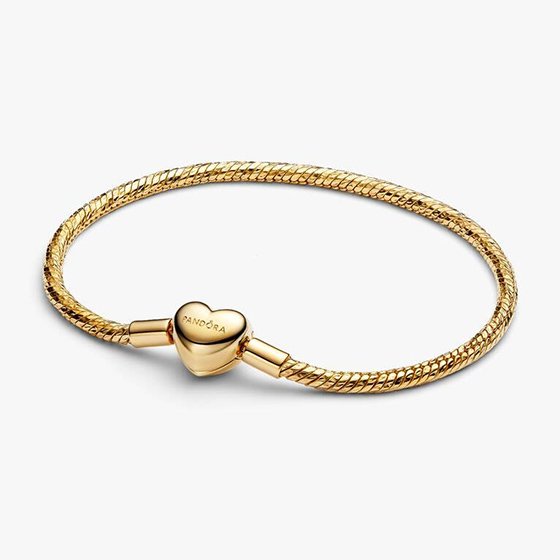 Heart Clasp Faceted Snake Chain Bracelet